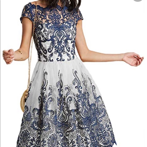 made2envy Dresses & Skirts - Navy Lace layered scalloped accents midi